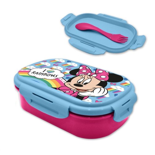 Škatla za malico Minnie Mouse Rainbows + komplet jedilnega pribora Škatla za malico Minnie Mouse Rainbows + komplet jedilnega pribora