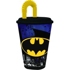 Batman Bat Signal lonček s slamico, plastika 430 ml Batman Bat Signal lonček s slamico, plastika 430 ml