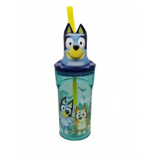 Bluey Splash 3D 360 ml plastičen lonček s slamico Bluey Splash 3D 360 ml plastičen lonček s slamico