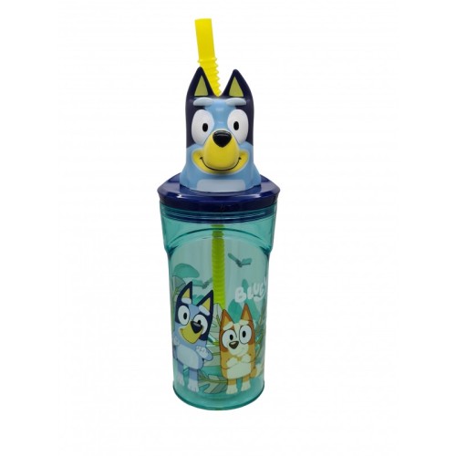 Bluey Splash 3D 360 ml plastičen lonček s slamico Bluey Splash 3D 360 ml plastičen lonček s slamico