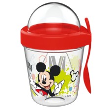 Mickey Mouse lonček za prigrizke s pokrovom in žličko 350 ml