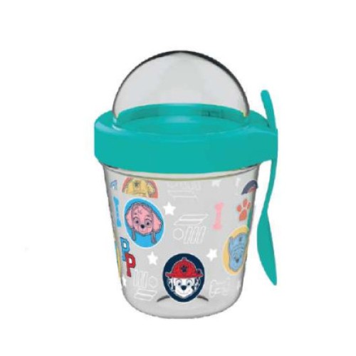 Paw Patrol Heads držalo za prigrizke s pokrovom in žličko 350 ml Paw Patrol Heads držalo za prigrizke s pokrovom in žličko 350 ml