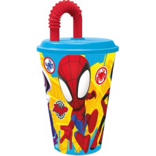 Spiderman Spidey s slamico, 430 ml plastičen lonček Spiderman Spidey s slamico, 430 ml plastičen lonček