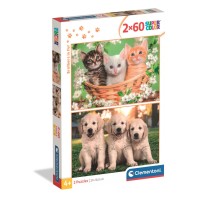 Animals Brothers in Fur 2x60 kosov Clementoni sestavljanka 
