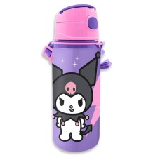 Hello Kitty Kuromi iz aluminija s slamico in karabinom 600 ml Hello Kitty Kuromi iz aluminija s slamico in karabinom 600 ml