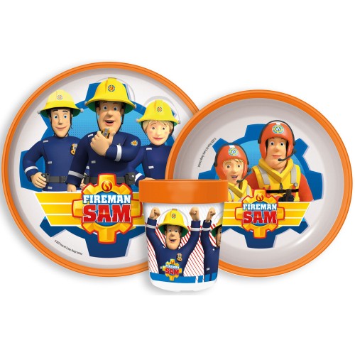 Jedilni set Fireman Sam Rescue Mission, mikroplastični set Jedilni set Fireman Sam Rescue Mission, mikroplastični set