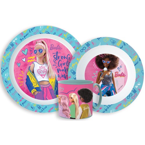 Jedilni set Barbie Elegantni, mikroplastični set s skodelico 265 ml Jedilni set Barbie Elegantni, mikroplastični set s skodelico 265 ml