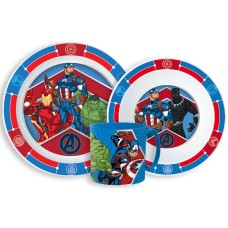 Jedilni set Avengers Army, plastični set za mikrovalovno pečico s skodelico 265 ml Jedilni set Avengers Army, plastični set za mikrovalovno pečico s skodelico 265 ml