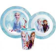 Jedilni set Frozen Blue Forest, komplet mikroplastike, s skodelico 260 ml