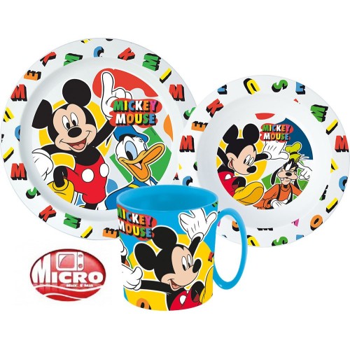 Jedilni set Mickey Mouse Cool Summer, mikroplastika s skodelico 350 ml