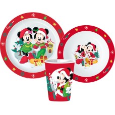 Jedilni set Minnie Mouse in Mickey, mikroplastični set, s skodelico 260 ml Jedilni set Minnie Mouse in Mickey, mikroplastični set, s skodelico 260 ml