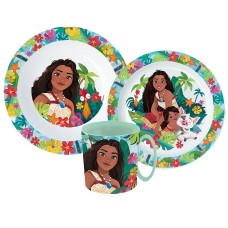 Jedilni set Disney Vaiana Lagoon, mikroplastični set s 350 ml skodelico Jedilni set Disney Vaiana Lagoon, mikroplastični set s 350 ml skodelico