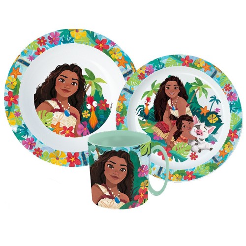 Jedilni set Disney Vaiana Lagoon, mikroplastični set s 350 ml skodelico Jedilni set Disney Vaiana Lagoon, mikroplastični set s 350 ml skodelico