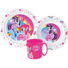 Jedilni set My Little Pony Pink, mikroplastični set s skodelico 350 ml Jedilni set My Little Pony Pink, mikroplastični set s skodelico 350 ml