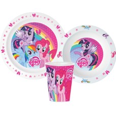 Jedilni set My Little Pony Pink, mikroplastični set, s skodelico 260 ml Jedilni set My Little Pony Pink, mikroplastični set, s skodelico 260 ml