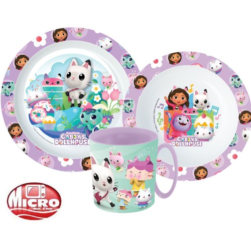 Jedilni set Gabby's Dollhouse Wonderland, mikroplastični set s skodelico 350 ml Jedilni set Gabby's Dollhouse Wonderland, mikroplastični set s skodelico 350 ml