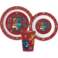 Jedilni set Harry Potter School Shields, mikroplastični set, s skodelico 260 ml