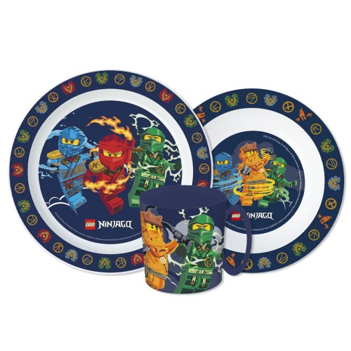 Jedilni set Lego Elemental Ninjago, mikroplastični set s skodelico 390 ml Jedilni set Lego Elemental Ninjago, mikroplastični set s skodelico 390 ml