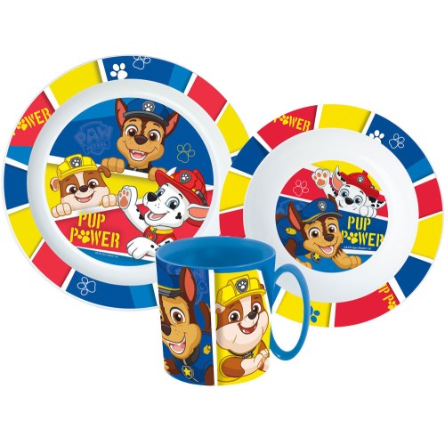 Jedilni set Paw Patrol Pup Power, mikroplastični set s skodelico 350 ml Jedilni set Paw Patrol Pup Power, mikroplastični set s skodelico 350 ml