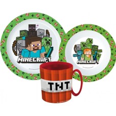 Jedilni set Minecraft Creeper, mikroplastični set s skodelico 350 ml Jedilni set Minecraft Creeper, mikroplastični set s skodelico 350 ml