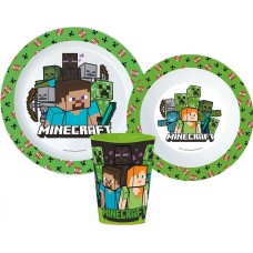 Jedilni set Minecraft Creeper, mikroplastični set, s skodelico 260 ml Jedilni set Minecraft Creeper, mikroplastični set, s skodelico 260 ml