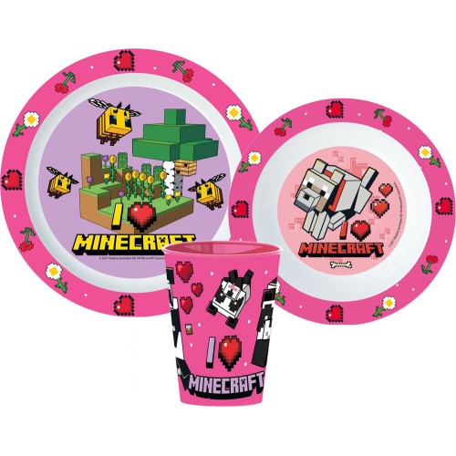 Jedilni set Minecraft Girls, mikroplastični set, s skodelico 260 ml Jedilni set Minecraft Girls, mikroplastični set, s skodelico 260 ml