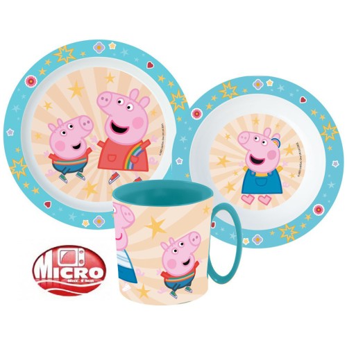 Jedilni set Peppa Pig Kindness, mikroplastični set s skodelico 350 ml Jedilni set Peppa Pig Kindness, mikroplastični set s skodelico 350 ml