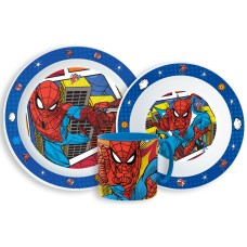 Jedilni set Spiderman Grid, mikroplastični set z vrčkom 265 ml Jedilni set Spiderman Grid, mikroplastični set z vrčkom 265 ml