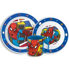Jedilni set Spiderman Grid, mikroplastični set s skodelico 350 ml Jedilni set Spiderman Grid, mikroplastični set s skodelico 350 ml