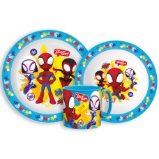 Jedilni set Spiderman Spidey, mikroplastični set s skodelico 265 ml