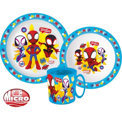 Jedilni set Spidey Spidey, mikroplastični set s skodelico 350 ml