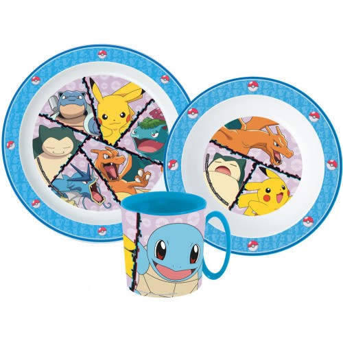Jedilni set Pokemon Battle, mikroplastični set s skodelico 265 ml