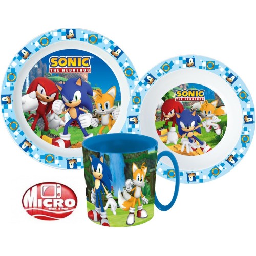 Jedilni set Sonic the Hedgehog Adventure, mikroplastični set s skodelico 350 ml Jedilni set Sonic the Hedgehog Adventure, mikroplastični set s skodelico 350 ml