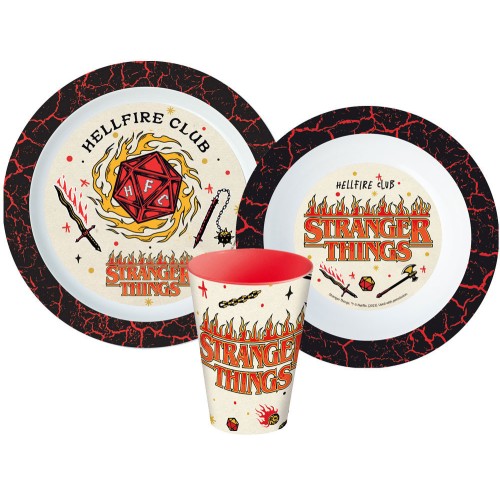 Jedilni set Stranger Things Upside Down, plastični set za mikrovalovno pečico, skodelica 260 ml Jedilni set Stranger Things Upside Down, plastični set za mikrovalovno pečico, skodelica 260 ml