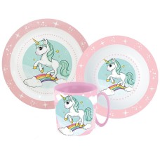 Jedilni set Unicorn Range, mikroplastični set s 350 ml skodelico Jedilni set Unicorn Range, mikroplastični set s 350 ml skodelico