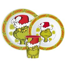 Jedilni set Grinch Christmas Mischief, mikroplastični set, s skodelico 260 ml