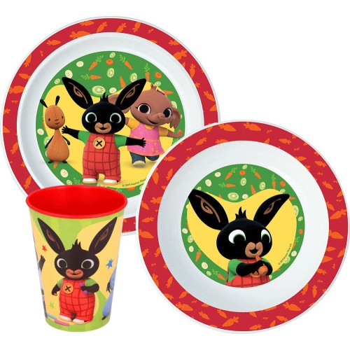 Jedilni set Bing Happy Bunny, mikroplastični set, s skodelico 260 ml Jedilni set Bing Happy Bunny, mikroplastični set, s skodelico 260 ml