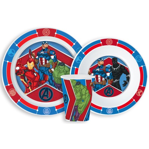 Jedilni set Avengers Army, mikroplastični set, s kozarcem 260 ml