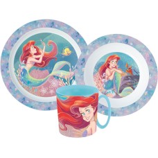 Jedilni set Disney Princess Ariel, mikroplastični set s 350 ml skodelico Jedilni set Disney Princess Ariel, mikroplastični set s 350 ml skodelico