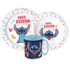 Jedilni set Disney Lilo and Stitch Just, mikroplastični set s skodelico 390 ml Jedilni set Disney Lilo and Stitch Just, mikroplastični set s skodelico 390 ml