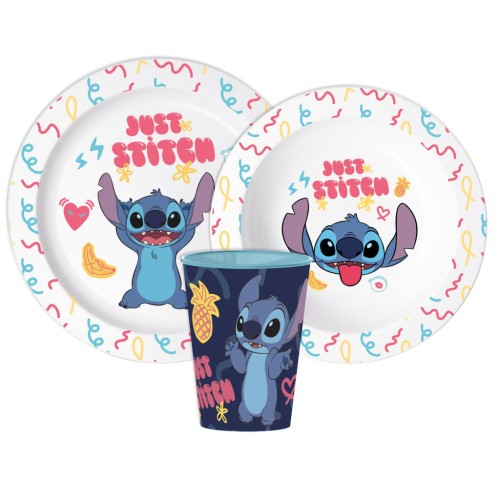 Jedilni set Disney Lilo and Stitch Just, mikroplastični set, s skodelico 260 ml