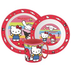 Jedilni set Hello Kitty in prijatelji, mikroplastični set s skodelico 390 ml