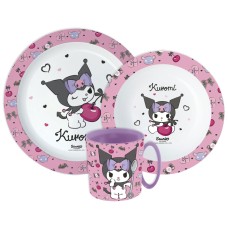 Jedilni set Hello Kitty Kuromi, mikroplastični set s skodelico 390 ml
