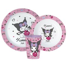 Jedilni set Hello Kitty Kuromi, mikroplastični set, s skodelico 260 ml