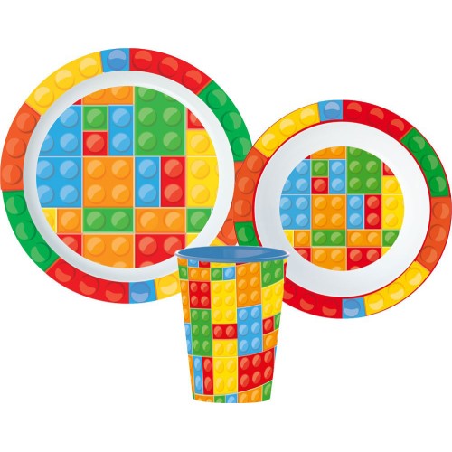 Jedilni set Bricks Lego kocke, komplet iz mikroplastike Jedilni set Bricks Lego kocke, komplet iz mikroplastike