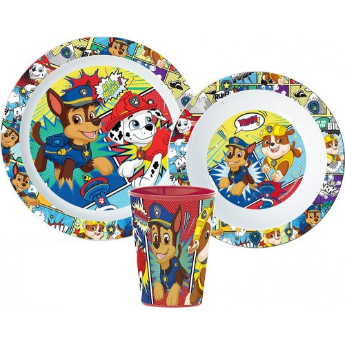 Jedilni set Paw Patrol, mikroplastični set, skodelica 260 ml Jedilni set Paw Patrol, mikroplastični set, skodelica 260 ml