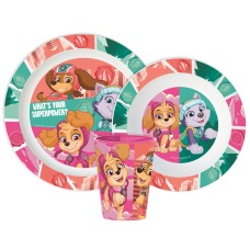 Jedilni set Paw Patrol Superpowers, mikroplastični set, s skodelico 260 ml Jedilni set Paw Patrol Superpowers, mikroplastični set, s skodelico 260 ml