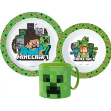 Jedilni set Minecraft Pixelcraft, mikroplastični set s skodelico 265 ml Jedilni set Minecraft Pixelcraft, mikroplastični set s skodelico 265 ml