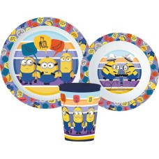 Jedilni set Minions, mikroplastika, s skodelico 260 ml Jedilni set Minions, mikroplastika, s skodelico 260 ml