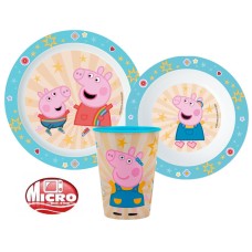 Jedilni set Peppa Pig, mikroplastika, s skodelico 260 ml Jedilni set Peppa Pig, mikroplastika, s skodelico 260 ml